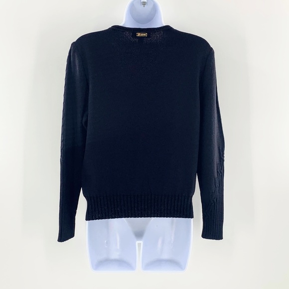 St John Sweater V Neck Pullover Blk  Santana Knit with Cable Knit Detailing Sz S - Picture 5 of 13